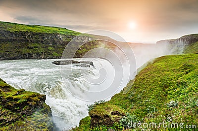 Beautiful Gullfoss waterfall. Iceland Stock Photo