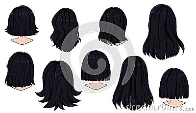 Beautiful hairstyle of woman hair. Rear view Vector Illustration