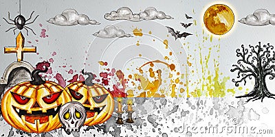 Beautiful halloween background for your website spooky or banner template about halloween day. Stock Photo
