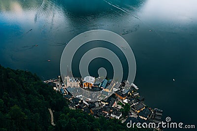 Beautiful Hallstatt in Alps mountains Stock Photo