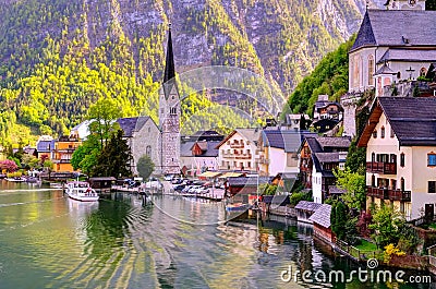 Beautiful Hallstatt Town in Austria. Stock Photo