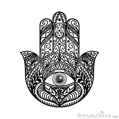 Beautiful Hamsa Hand Tradition Amulet Monochrome Stock Photo