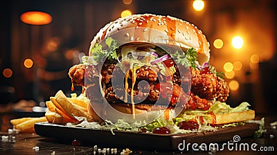 Beautiful hand crafted Katsu Burger Stock Photo