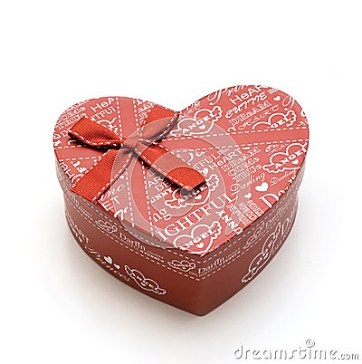 Beautiful hand-made red heart gift box Stock Photo