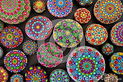 Beautiful hand painted mandalas Stock Photo