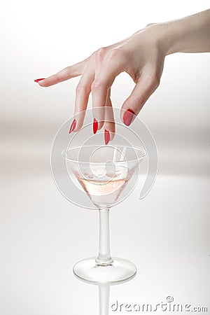 Beautiful hand with perfect red manicure Stock Photo