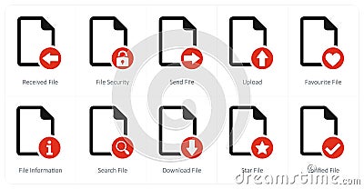 A set of 10 file icons as received file, file security, secured document Stock Photo