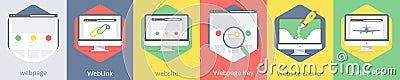 A set of 6 Web Layout icons as wepage, weblink, website Vector Illustration