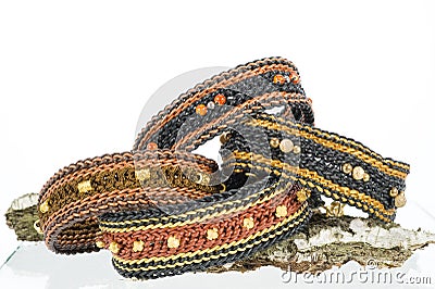 Beautiful handmade dog collars Stock Photo