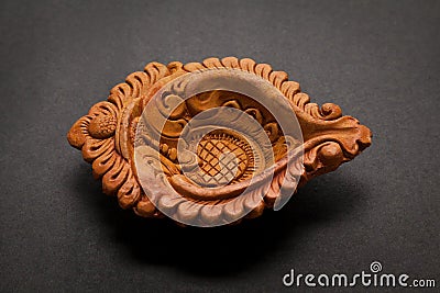A beautiful Handmade Round Designer Clay Lamp Stock Photo