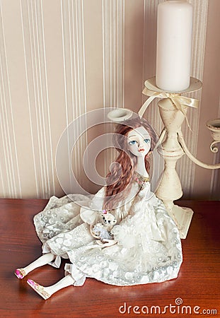 Beautiful Handmade vintage art Princess doll with beautiful eyes Stock Photo