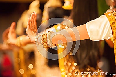 Beautiful hands of Apsara Khmer dance depicting the Ramayana epic. Editorial Stock Photo