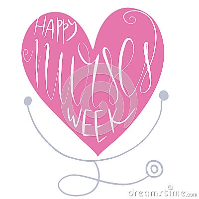 Beautiful handwritten brush lettering vector illustration phrase Happy Nurses Week Vector Illustration