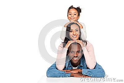 beautiful happy african american family smiling at camera Stock Photo