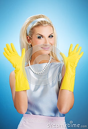 Beautiful happy housewife Stock Photo