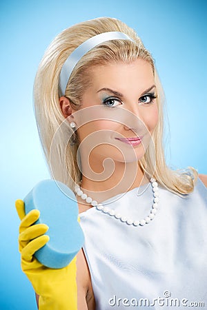 Beautiful happy housewife Stock Photo