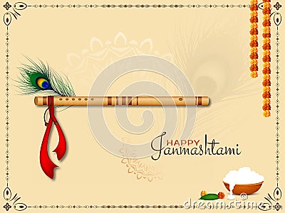 Beautiful Happy Janmashtami decorative background Stock Photo