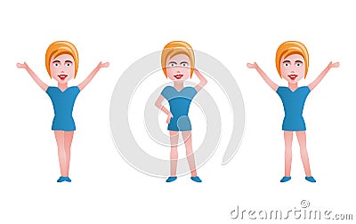 Beautiful Happy office woman poses Vector Illustration