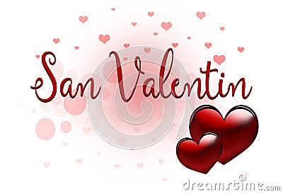 Beautiful Happy Valentines day lettering design with hearts Stock Photo