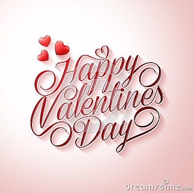 Beautiful Happy Valentines Day Typography Title in White Vector Illustration