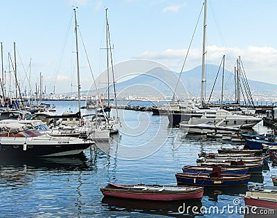 A beautiful blue harbour in Naples Editorial Stock Photo