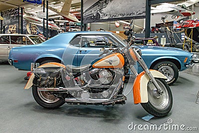 Beautiful Harley-Davidson in perfect condition, on display at the Technical Museum Sinsheim, Germany Editorial Stock Photo