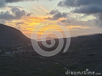 Beautiful Hawaiian Vacation Sunset View Stock Photo