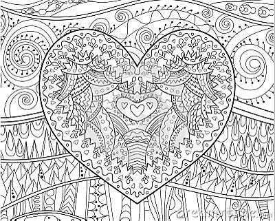 Beautiful heart for coloring book Stock Photo