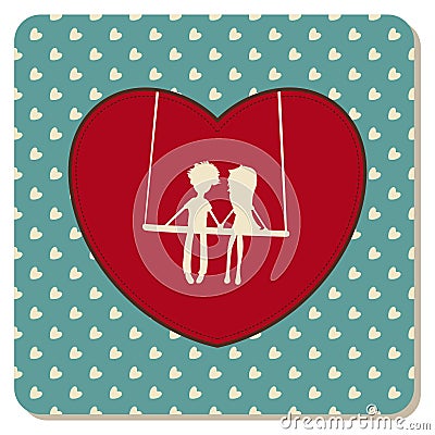 Beautiful heart with couple inside Stock Photo