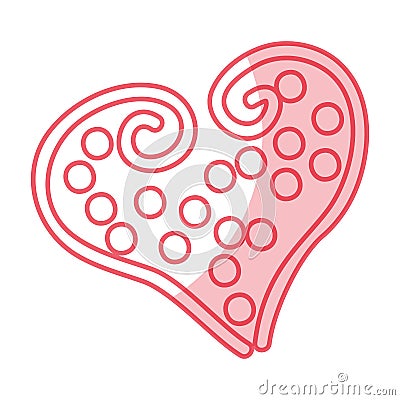 Beautiful heart dotted drawing icon Vector Illustration