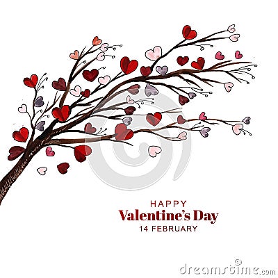 Beautiful hearts tree valentines day card design Stock Photo