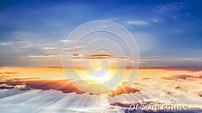 Beautiful heavenly landscape with the sun in the clouds . Stock Photo