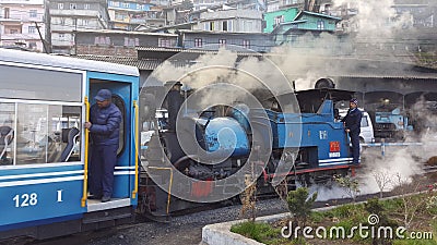 Beautiful heritage steam engine of Darjeeling toy train. Editorial Stock Photo