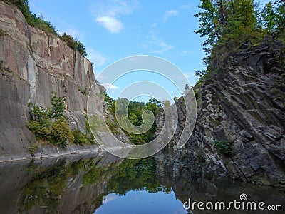 Beautiful hidden lake in prokopske udoli in prague Stock Photo