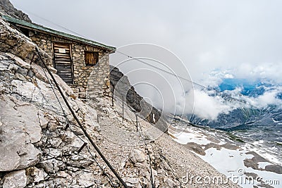Beautiful hike and climb to the Zugspitze near Ehrwald Stock Photo