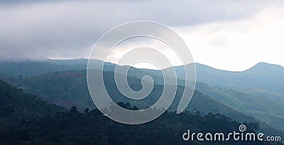 Beautiful hill hillses with mist near the kodaikanal tour place. Stock Photo