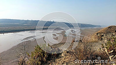 beautiful hills and river side scenery Stock Photo