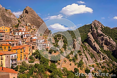 Hilltop Town of Castelmezzano, Italy Stock Photo