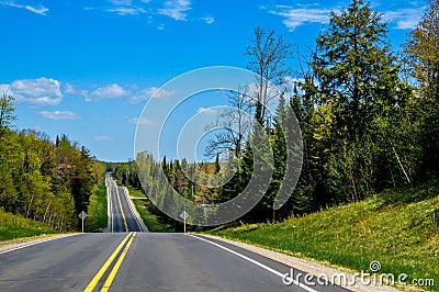 Beautiful Roadscape in the Northwoods of Wisconsin Stock Photo