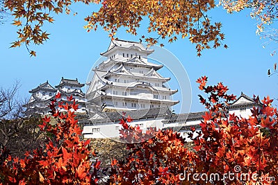 Beautiful himeji castal in the fall season, Japan Stock Photo