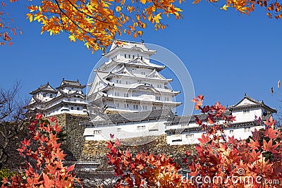 Beautiful himeji castal in the fall season, Japan Stock Photo