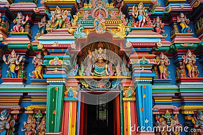 beautiful hindu temple with intricate artwork and vibrant colors Stock Photo