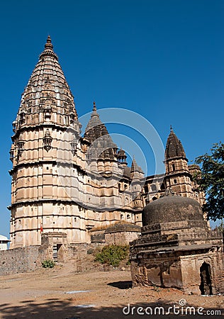 Beautiful hindu Temple in Orchha, India. Stock Photo