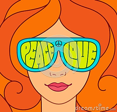 Beautiful hippie girl Vector Illustration