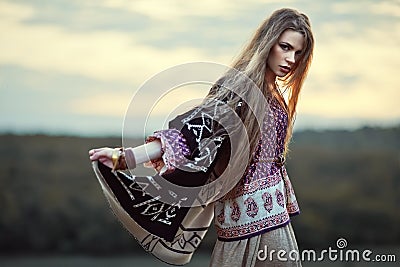 Beautiful hippie girl Stock Photo