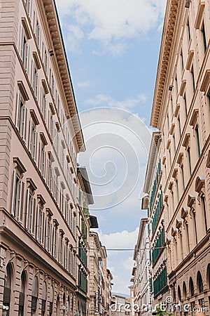 Beautiful and historic architecture of the streets of Florence in Italy Editorial Stock Photo