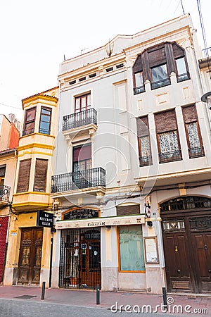 Beautiful historical and colorful spanish street Editorial Stock Photo