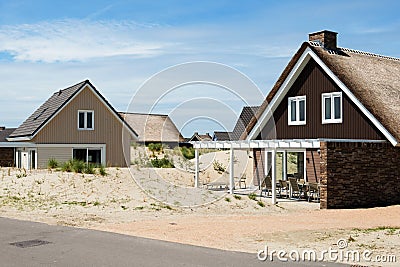 Beautiful holiday houses on the coast. For summer vacations. Stock Photo