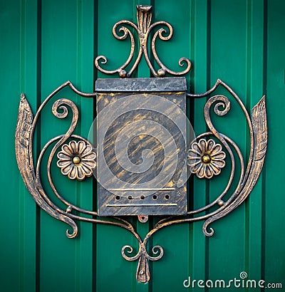 Beautiful home mailbox with elements of forging Stock Photo