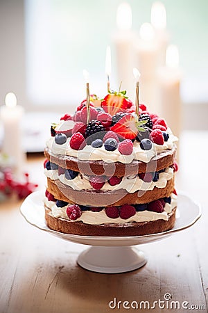 Beautiful homemade birthday cake Stock Photo